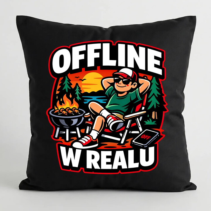 Offline w realu - czarna poduszka na prezent