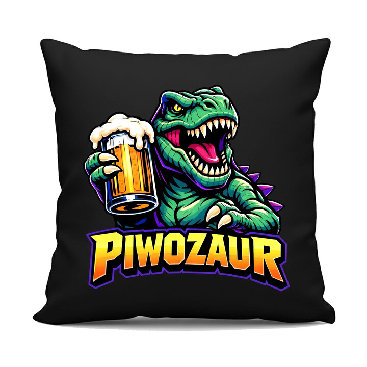Piwozaur - czarna poduszka na prezent
