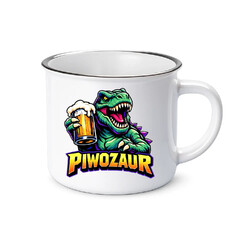 Piwozaur - kubek emaliowany na prezent