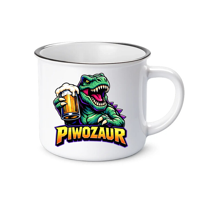 Piwozaur - kubek emaliowany na prezent