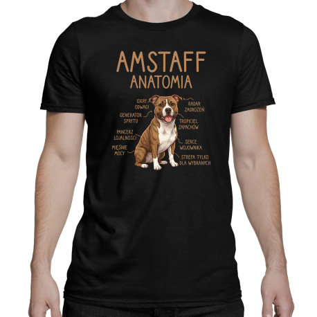 Amstaff anatomia - męska koszulka na prezent