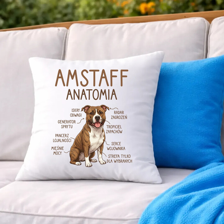 Amstaff anatomia - poduszka na prezent