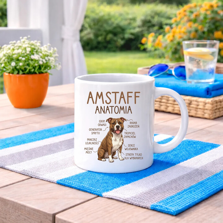 Amstaff anatomia - kubek na prezent