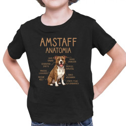 Amstaff anatomia - dziecięca koszulka na prezent