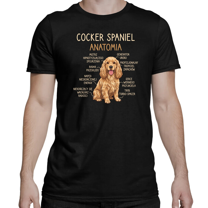 Cocker Spaniel anatomia - męska koszulka na prezent