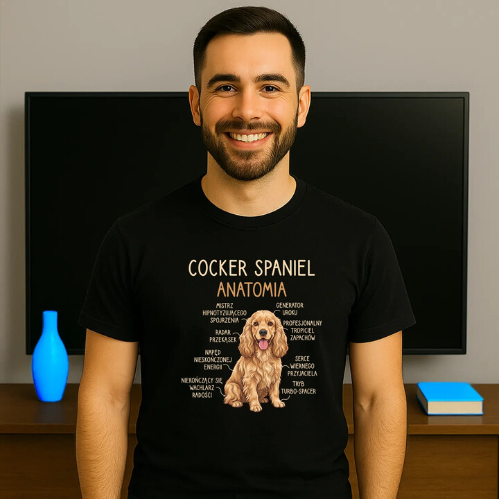 Cocker Spaniel anatomia - męska koszulka na prezent