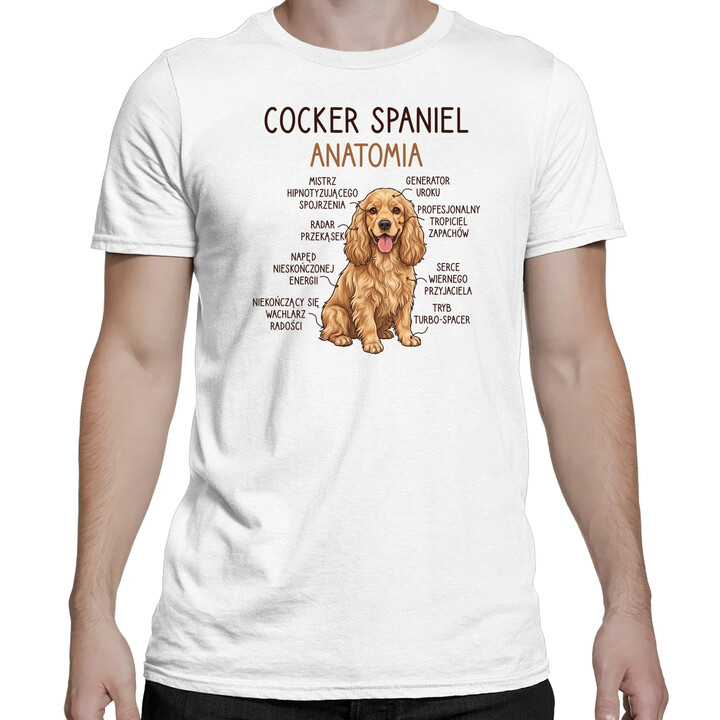 Cocker Spaniel anatomia - męska koszulka na prezent