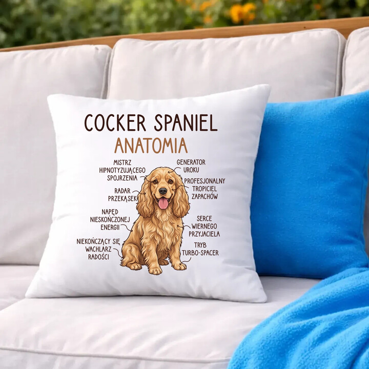 Cocker Spaniel anatomia - poduszka na prezent