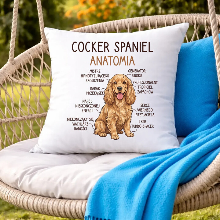 Cocker Spaniel anatomia - poduszka na prezent