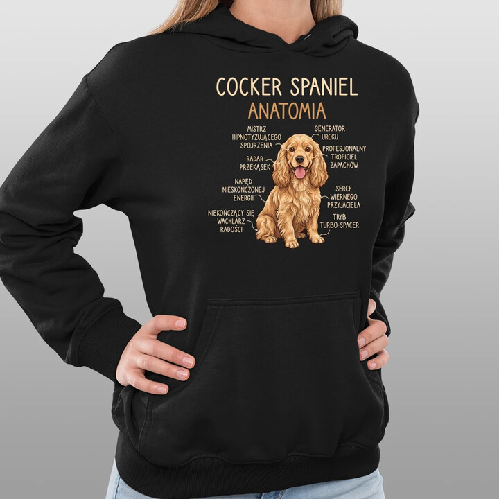 Cocker Spaniel anatomia - damska bluza na prezent