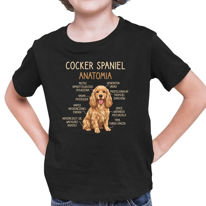 Cocker Spaniel anatomia - dziecięca koszulka na prezent