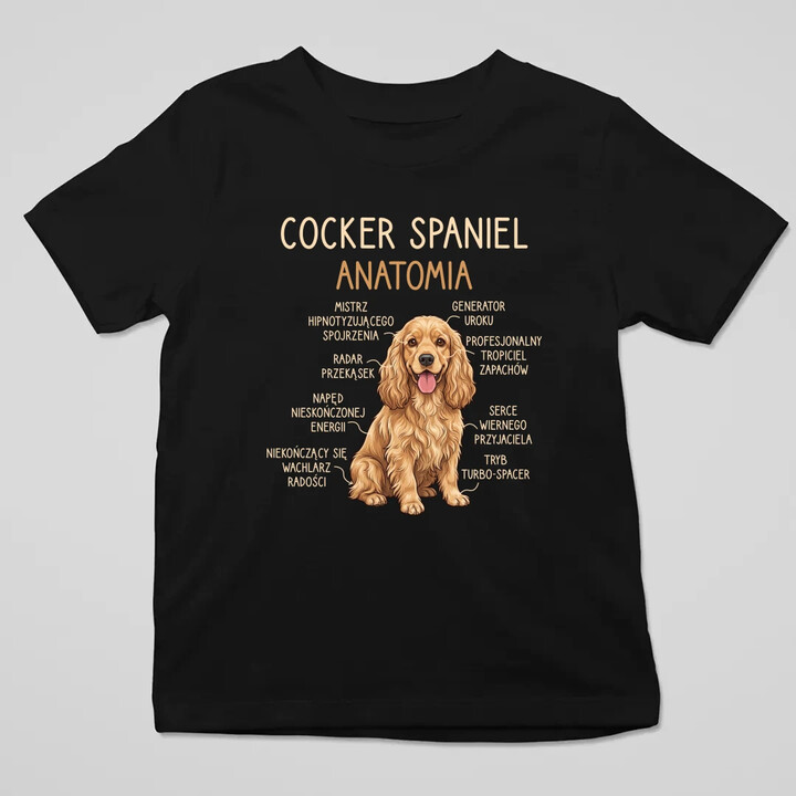 Cocker Spaniel anatomia - dziecięca koszulka na prezent