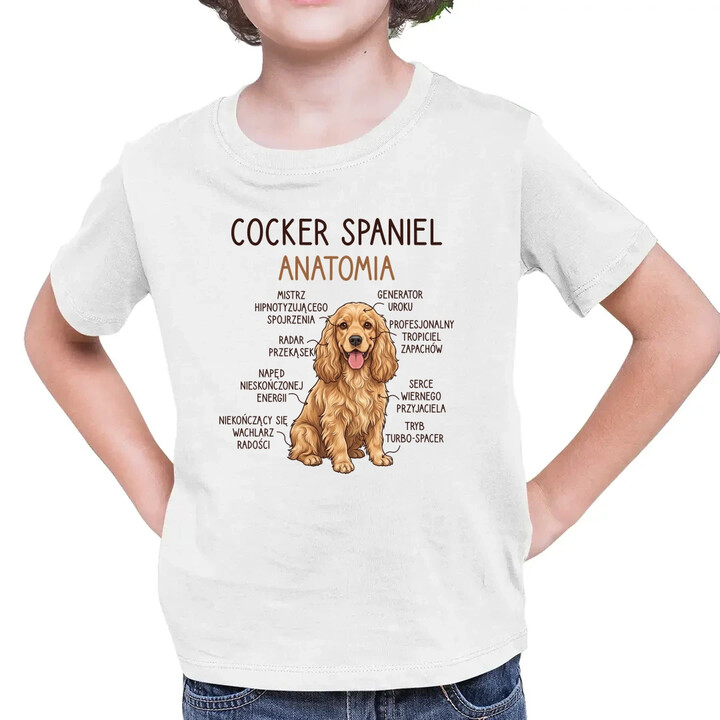 Cocker Spaniel anatomia - dziecięca koszulka na prezent