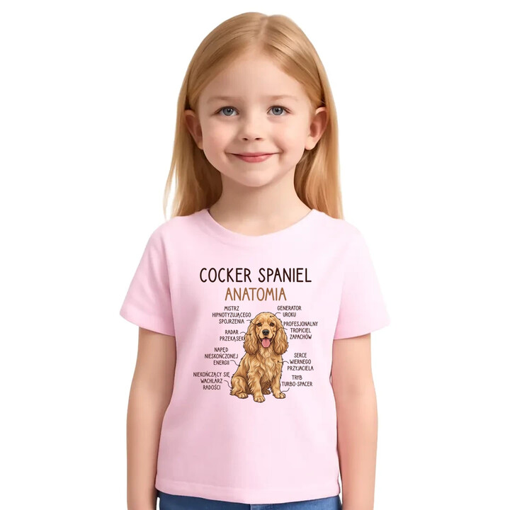 Cocker Spaniel anatomia - dziecięca koszulka na prezent