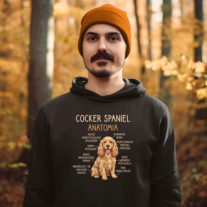 Cocker Spaniel anatomia - męska bluza na prezent