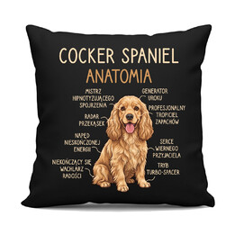 Cocker Spaniel anatomia - czarna poduszka na prezent