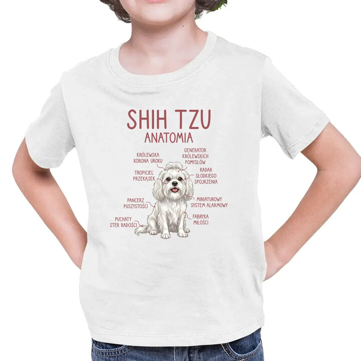 Shih Tzu  anatomia - dziecięca koszulka na prezent