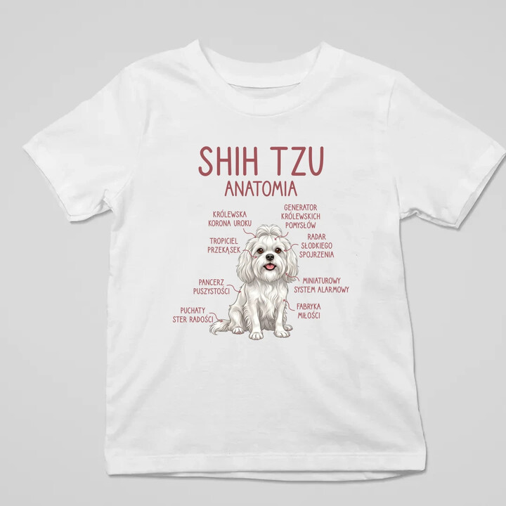 Shih Tzu  anatomia - dziecięca koszulka na prezent