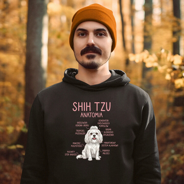Shih Tzu  anatomia - męska bluza na prezent