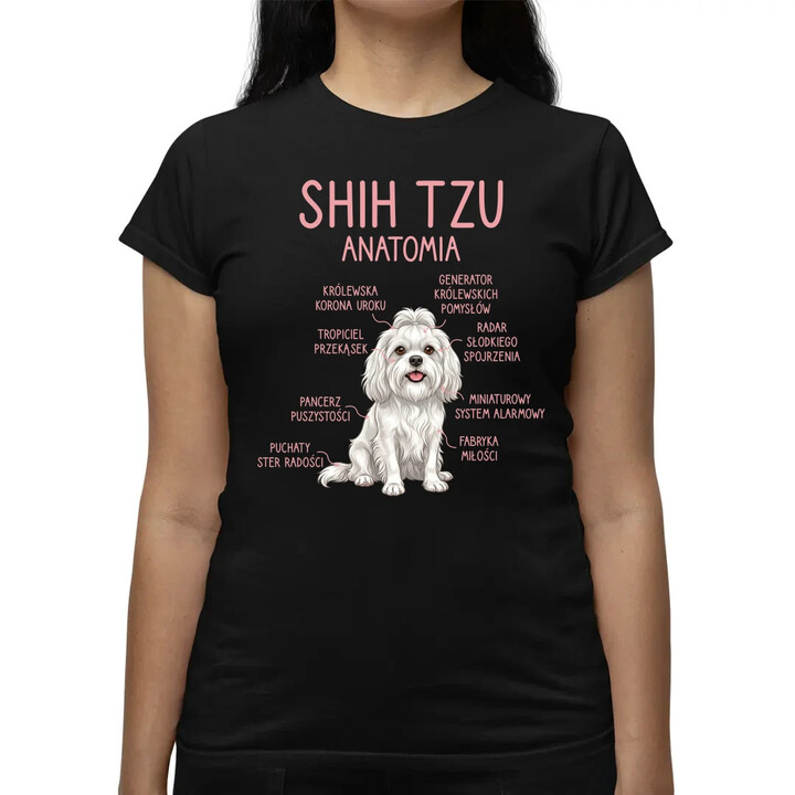 Shih Tzu  anatomia - damska koszulka na prezent