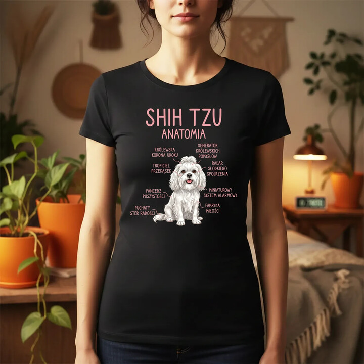 Shih Tzu  anatomia - damska koszulka na prezent