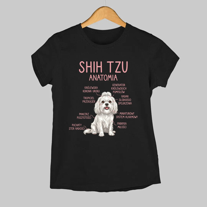 Shih Tzu  anatomia - damska koszulka na prezent