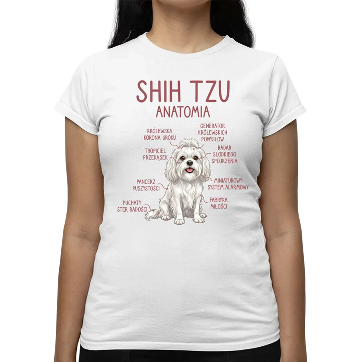 Shih Tzu  anatomia - damska koszulka na prezent