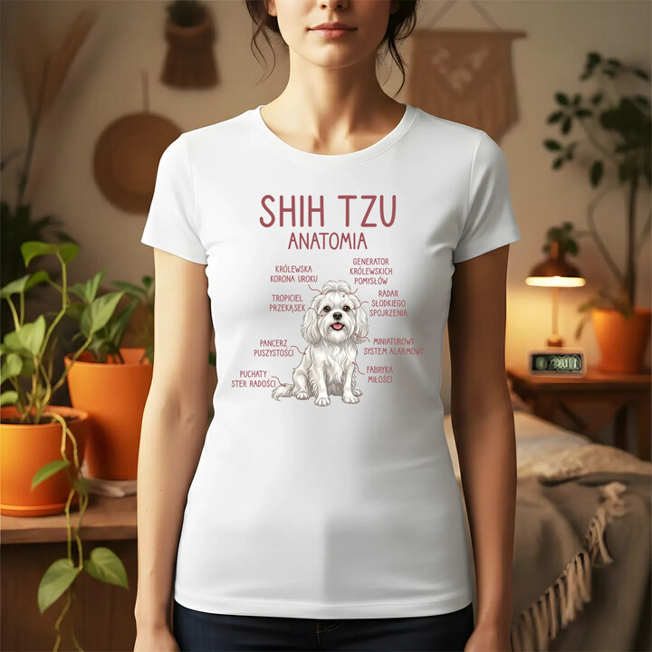 Shih Tzu  anatomia - damska koszulka na prezent