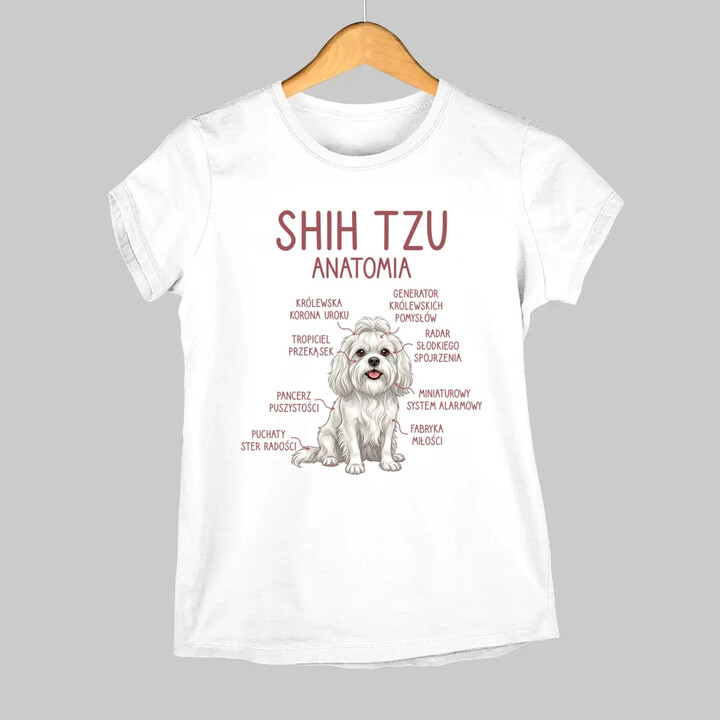 Shih Tzu  anatomia - damska koszulka na prezent