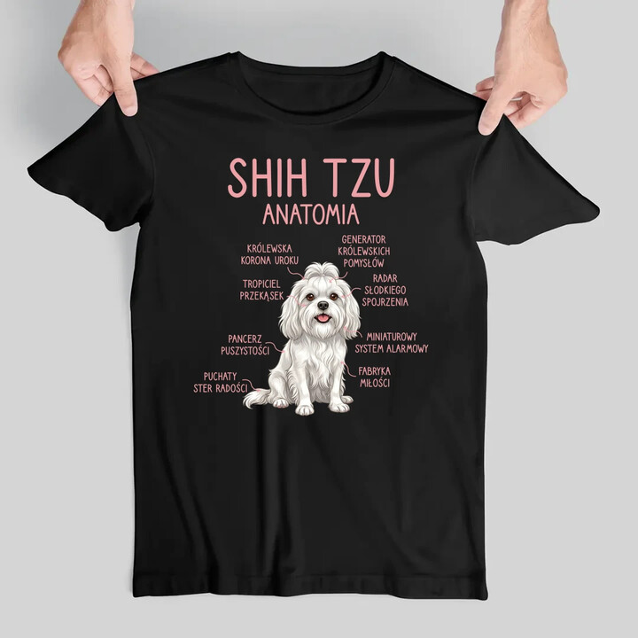 Shih Tzu  anatomia - męska koszulka na prezent