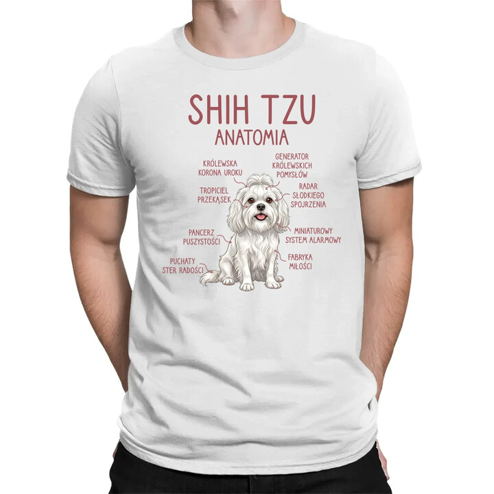 Shih Tzu  anatomia - męska koszulka na prezent