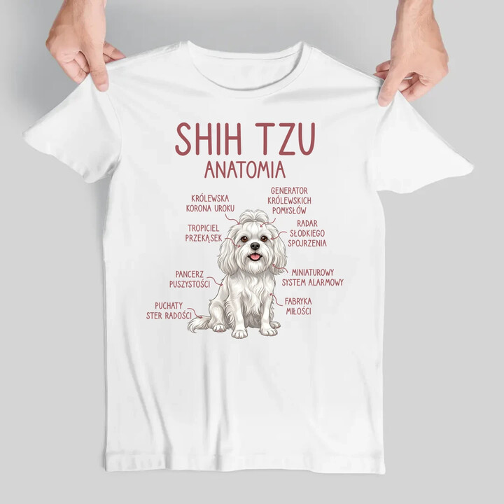 Shih Tzu  anatomia - męska koszulka na prezent