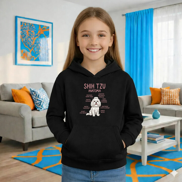 Shih Tzu  anatomia - dziecięca bluza na prezent