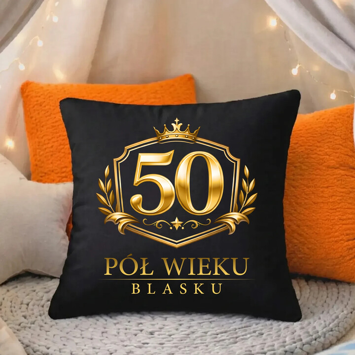 50 - pół wieku blasku - czarna poduszka na prezent