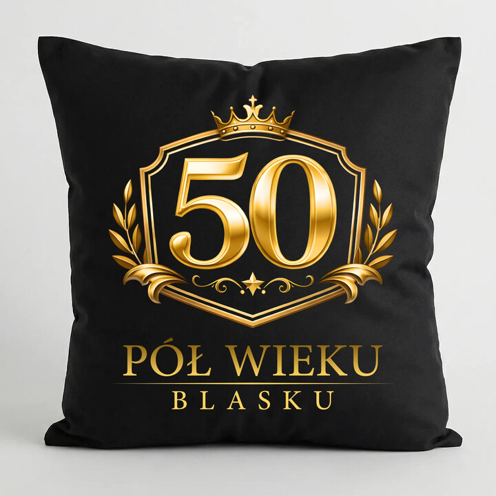 50 - pół wieku blasku - czarna poduszka na prezent