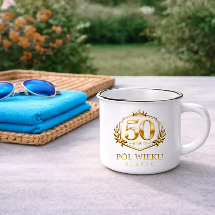 50 - pół wieku blasku - kubek emaliowany na prezent