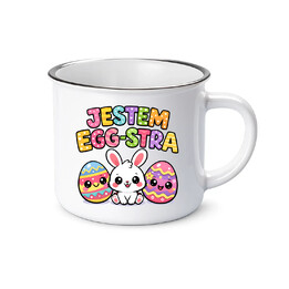 Jestem egg-stra - kubek emaliowany na prezent