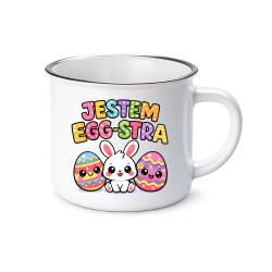 Jestem egg-stra - kubek emaliowany na prezent