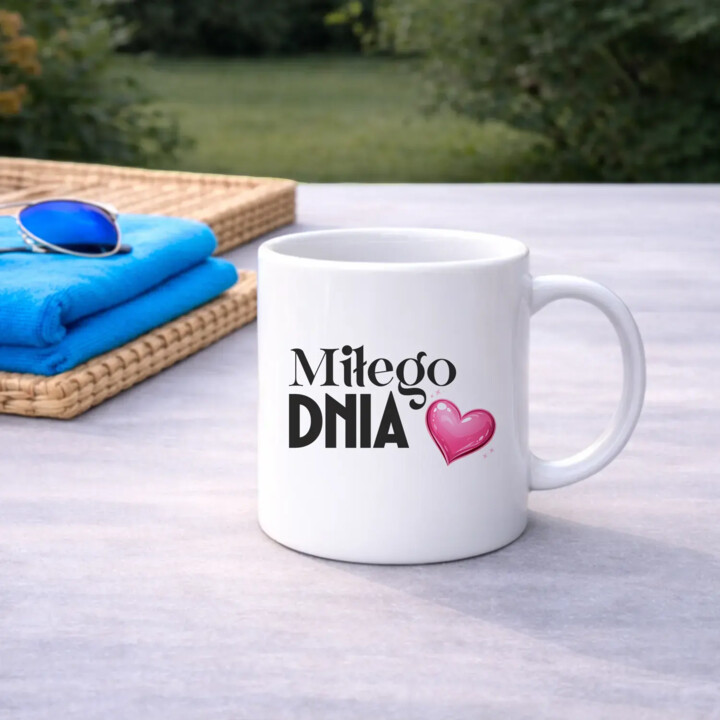 Miłego dnia - kubek na prezent z grawerowanym spodem