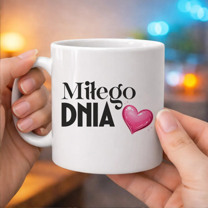 Miłego dnia - kubek na prezent z grawerowanym spodem