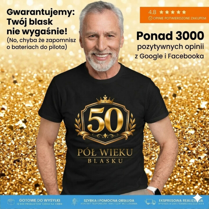 50 - pół wieku blasku - męska koszulka na prezent