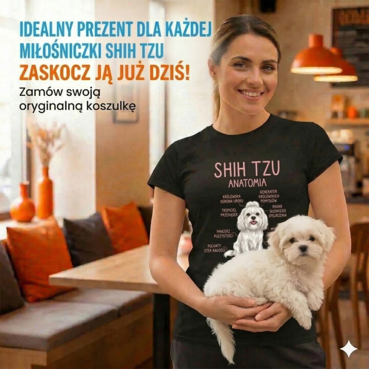 Shih Tzu  anatomia - damska koszulka na prezent