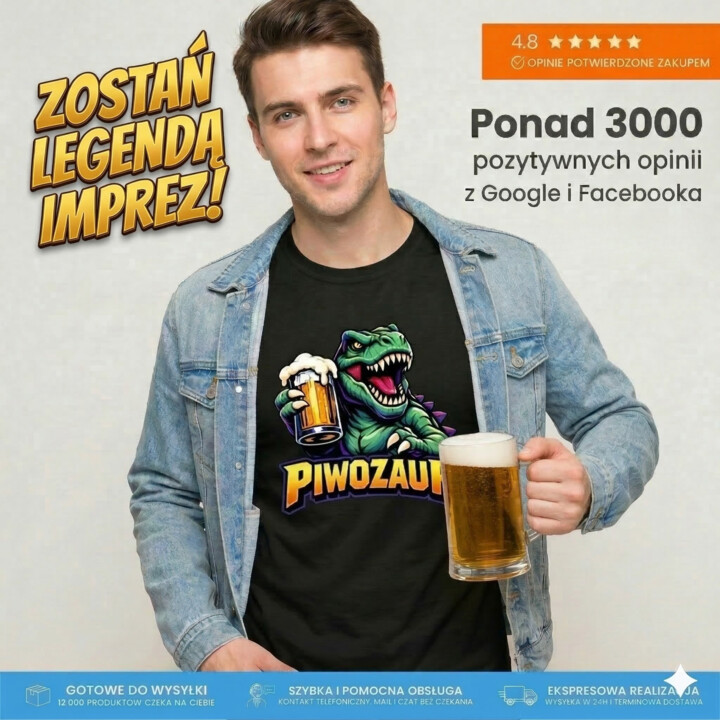 Piwozaur - męska koszulka na prezent