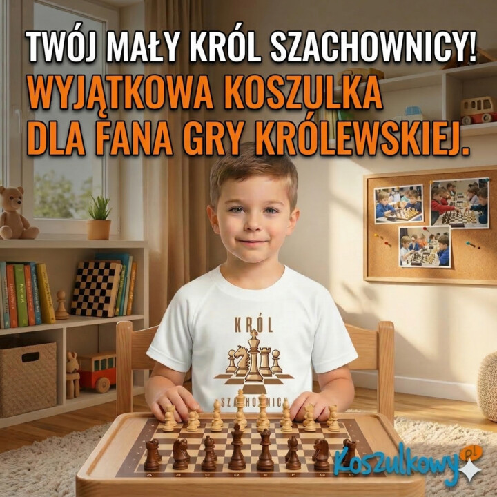 Król szachownicy - dziecięca koszulka na prezent