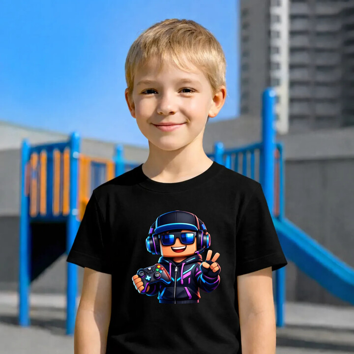 Gamer z padem - dziecięca koszulka na prezent