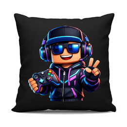 Gamer z padem - czarna poduszka na prezent