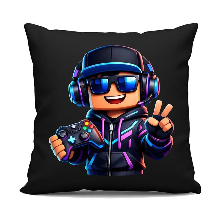 Gamer z padem - czarna poduszka na prezent