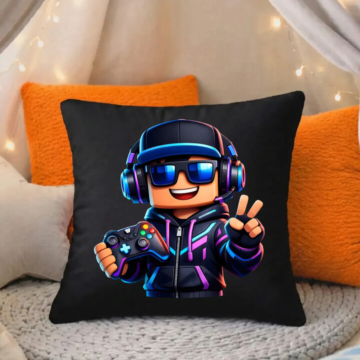 Gamer z padem - czarna poduszka na prezent