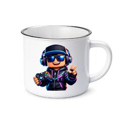 Gamer z padem - kubek emaliowany na prezent