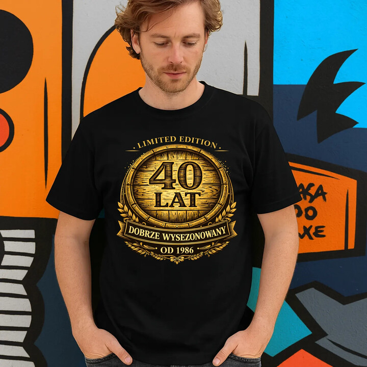 Limited edition 40 lat - dobrze wysezonowany - od 1986 - męska koszulka na prezent